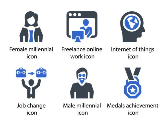 Millennials Icon Set 2: Graphics & Icons for Modern Crafting
